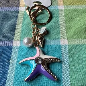 🪸 Colorful Starfish Keychain with Gold Accents🪸 NWT 🪸